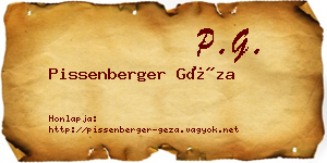 Pissenberger Géza névjegykártya